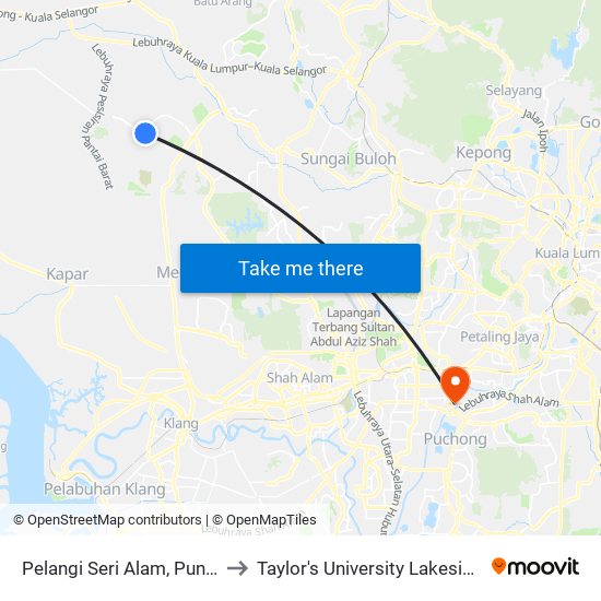 Pelangi Seri Alam, Puncak Alam to Taylor's University Lakeside Campus map