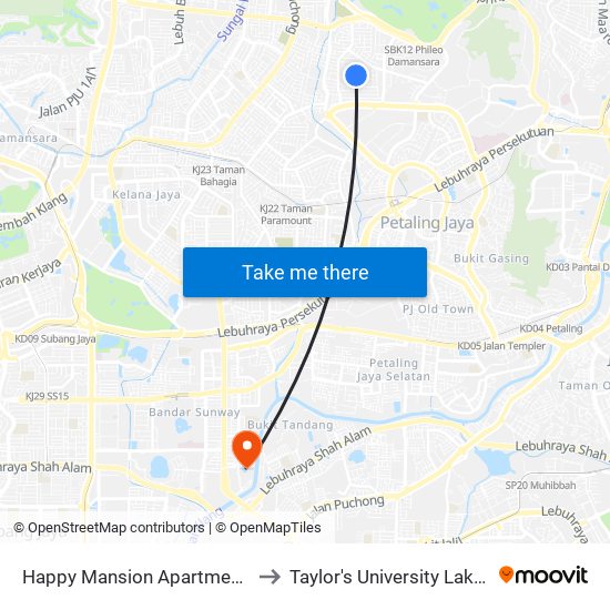 Happy Mansion Apartment (Opp) (Pj219) to Taylor's University Lakeside Campus map