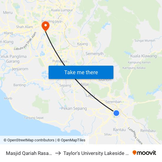 Masjid Qariah Rasah Jaya to Taylor's University Lakeside Campus map