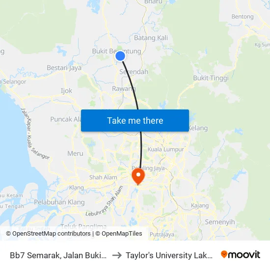Bb7 Semarak, Jalan Bukit Beruntung 7a to Taylor's University Lakeside Campus map