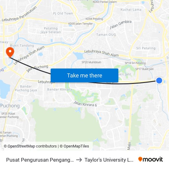 Pusat Pengurusan Pengangkutan (Itis) (Kl2545) to Taylor's University Lakeside Campus map