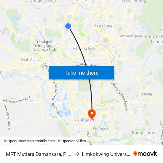 MRT Mutiara Damansara, Pintu B (Pj809) to Limkokwing University College map