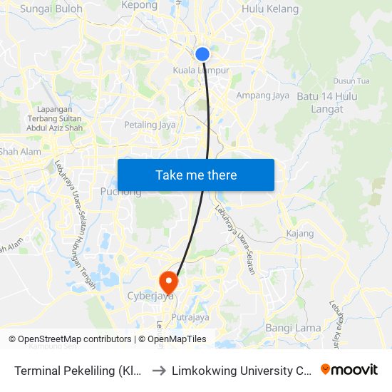 Terminal Pekeliling (Kl1818) to Limkokwing University College map