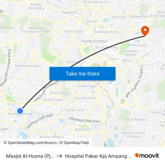 Masjid Al-Husna (Pj614) to Hospital Pakar Kpj Ampang Puteri map