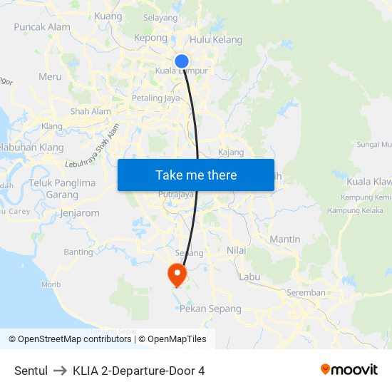 Sentul to KLIA 2-Departure-Door 4 map