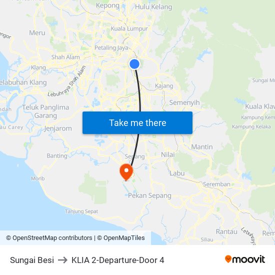 Sungai Besi to KLIA 2-Departure-Door 4 map