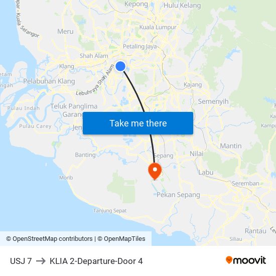 USJ 7 to KLIA 2-Departure-Door 4 map