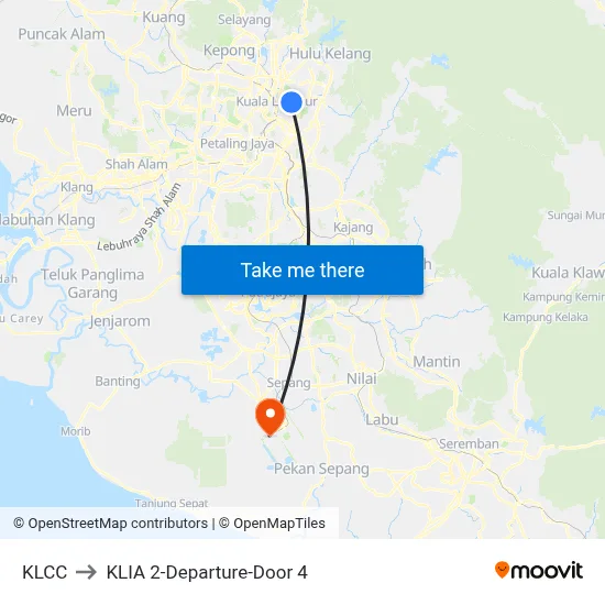 KLCC to KLIA 2-Departure-Door 4 map