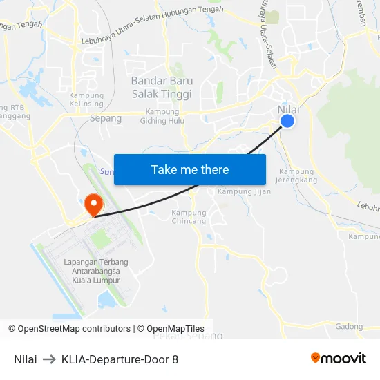 Nilai to KLIA-Departure-Door 8 map