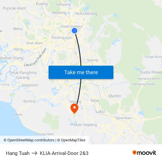 Hang Tuah to KLIA-Arrival-Door 2&3 map