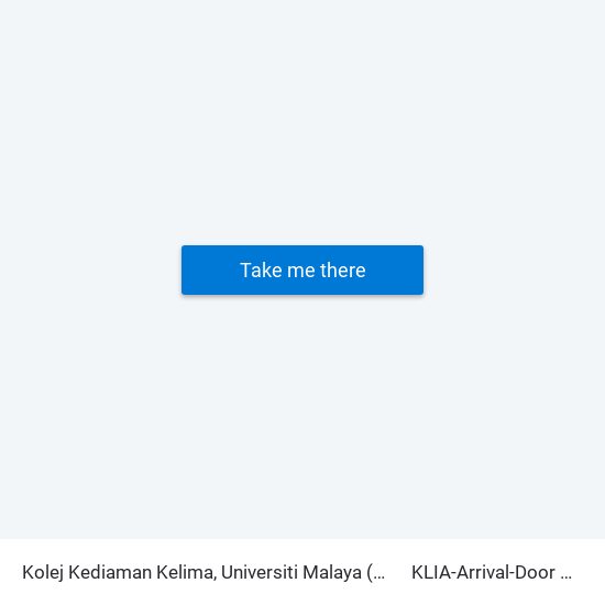 Kolej Kediaman Kelima, Universiti Malaya (Kl2343) to KLIA-Arrival-Door 2&3 map