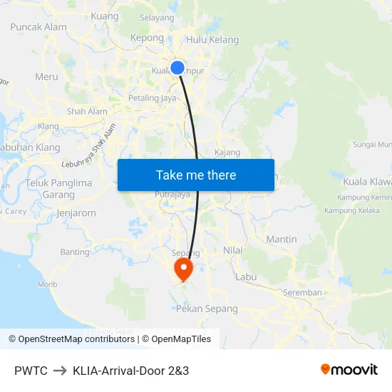 PWTC to KLIA-Arrival-Door 2&3 map