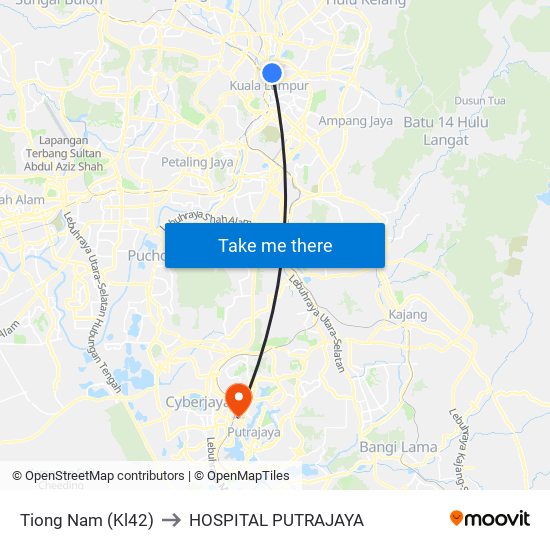 Tiong Nam (Kl42) to HOSPITAL PUTRAJAYA map