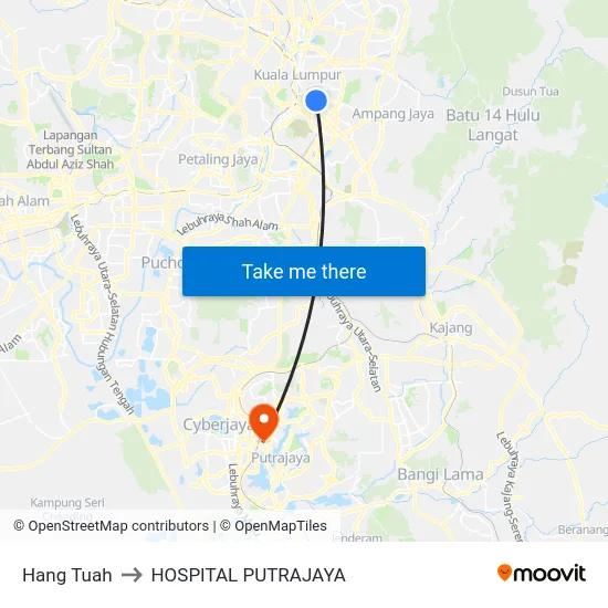 Hang Tuah to HOSPITAL PUTRAJAYA map