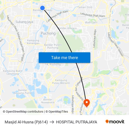 Masjid Al-Husna (Pj614) to HOSPITAL PUTRAJAYA map