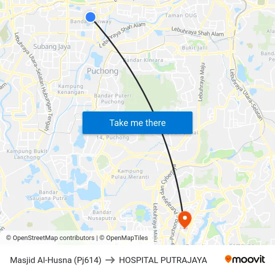 Masjid Al-Husna (Pj614) to HOSPITAL PUTRAJAYA map