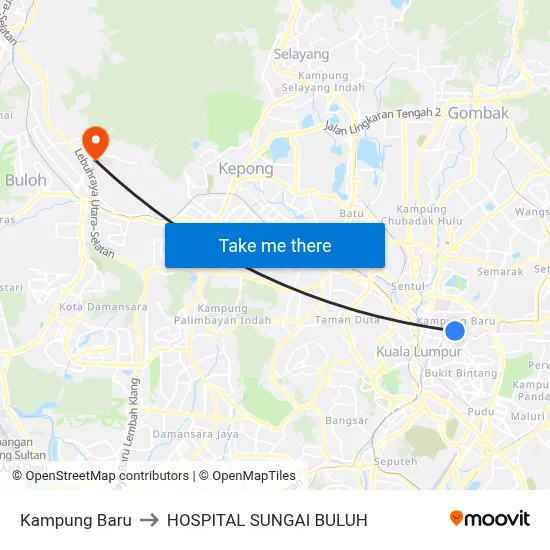 Kampung Baru to HOSPITAL SUNGAI BULUH map