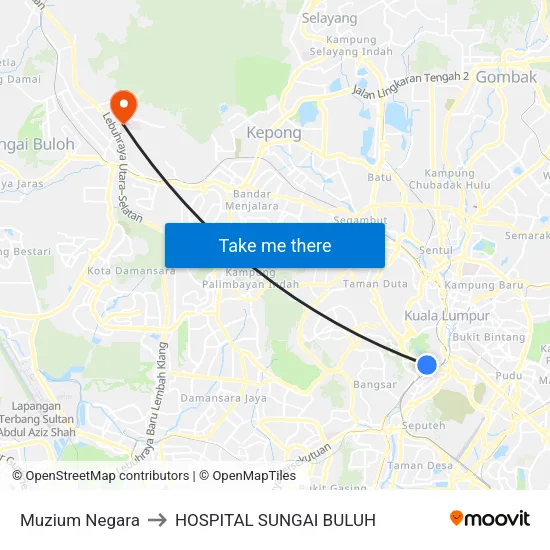 Muzium Negara to HOSPITAL SUNGAI BULUH map