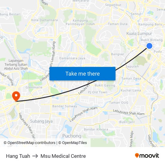 Hang Tuah to Msu Medical Centre map