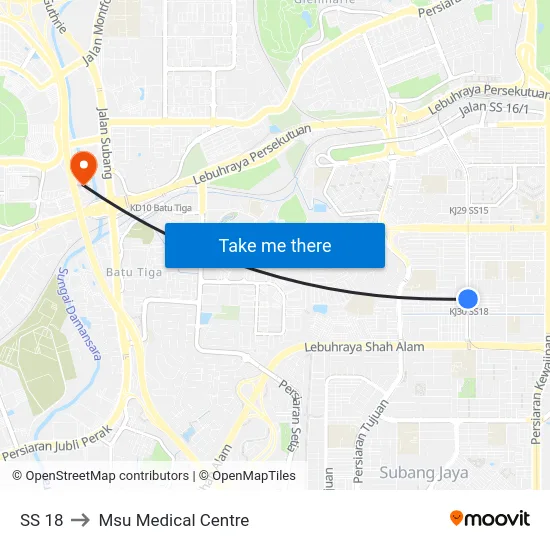 SS 18 to Msu Medical Centre map