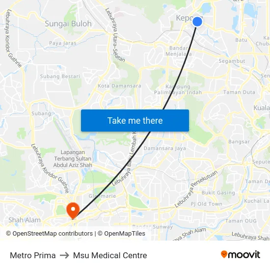 Metro Prima to Msu Medical Centre map