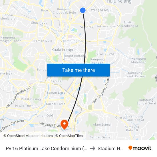 Pv 16 Platinum Lake Condominium (Kl1520) to Stadium Hoki 2 map