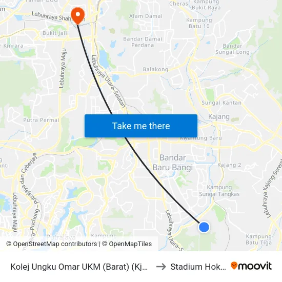 Kolej Ungku Omar UKM (Barat) (Kj228) to Stadium Hoki 2 map