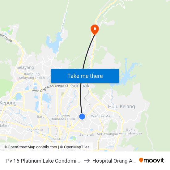Pv 16 Platinum Lake Condominium (Kl1520) to Hospital Orang Asli Jheoa map