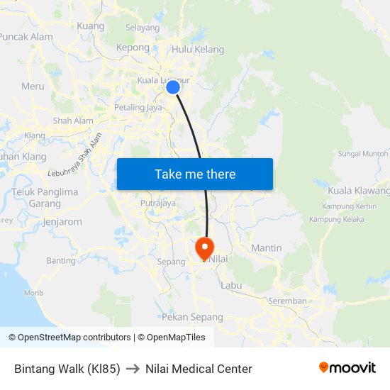 Bintang Walk (Kl85) to Nilai Medical Center map