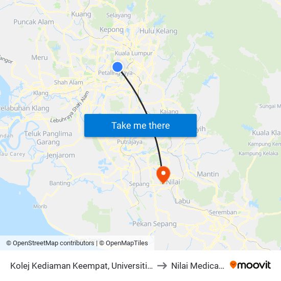 Kolej Kediaman Keempat, Universiti Malaya (Kl2348) to Nilai Medical Center map