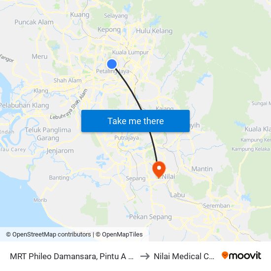 MRT Phileo Damansara, Pintu A (Pj823) to Nilai Medical Center map