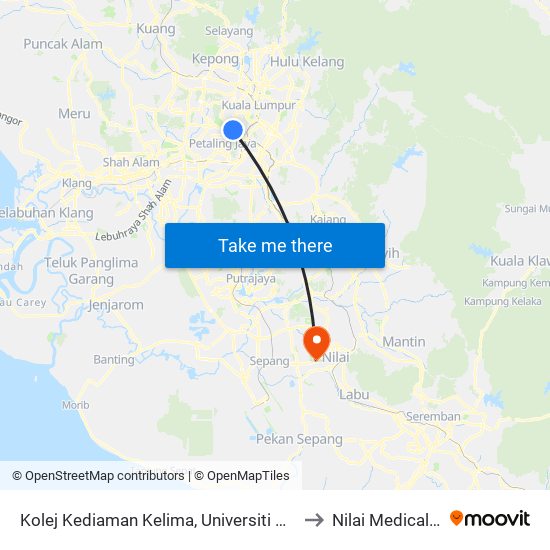 Kolej Kediaman Kelima, Universiti Malaya (Kl2343) to Nilai Medical Center map
