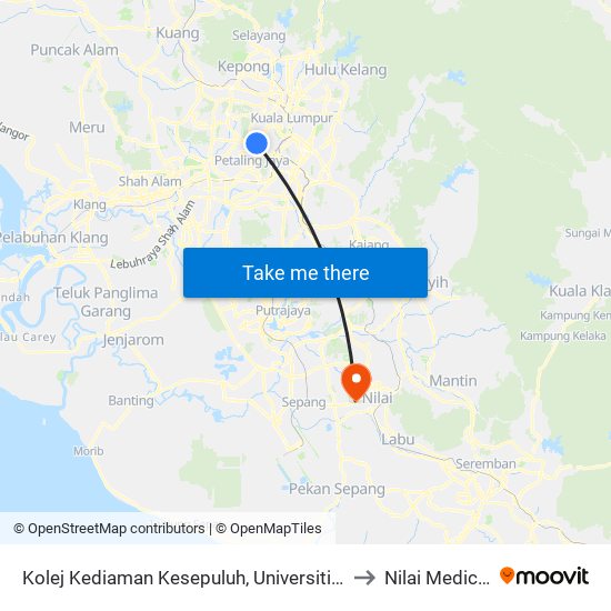 Kolej Kediaman Kesepuluh, Universiti Malaya (Opp) (Kl2345) to Nilai Medical Center map