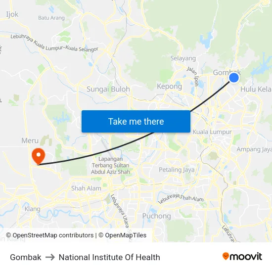 Gombak to National Institute Of Health map