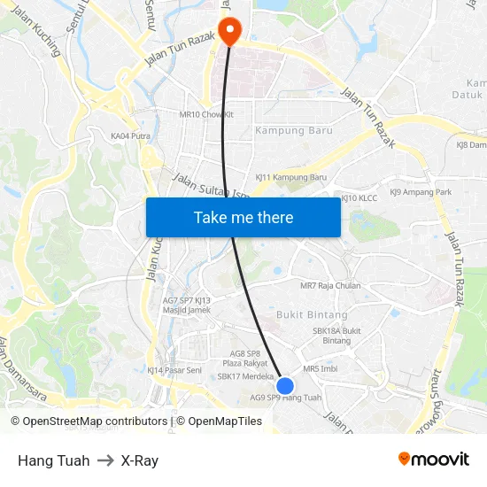 Hang Tuah to X-Ray map