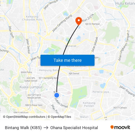 Bintang Walk (Kl85) to Ohana Specialist Hospital map