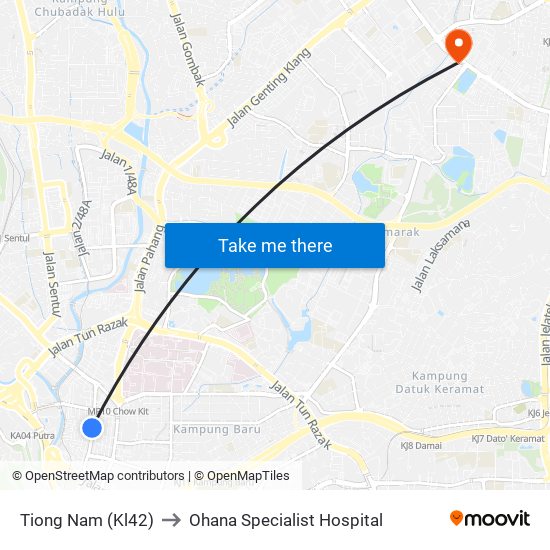 Tiong Nam (Kl42) to Ohana Specialist Hospital map