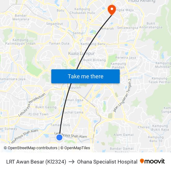 LRT Awan Besar (Kl2324) to Ohana Specialist Hospital map