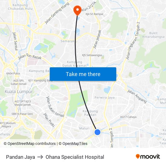Pandan Jaya to Ohana Specialist Hospital map