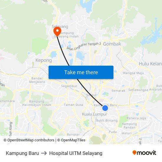 Kampung Baru to Hospital UITM Selayang map