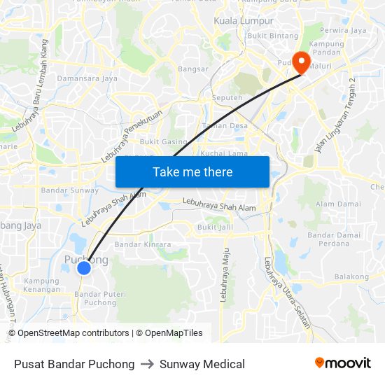 Pusat Bandar Puchong to Sunway Medical map