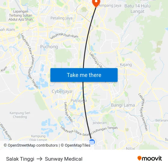 Salak Tinggi to Sunway Medical map