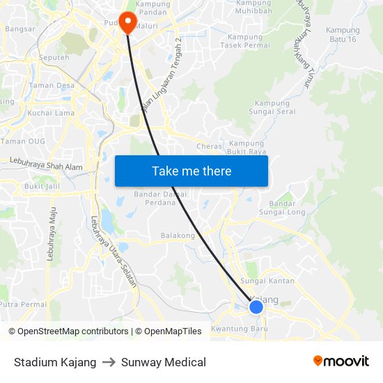 Stadium Kajang to Sunway Medical map