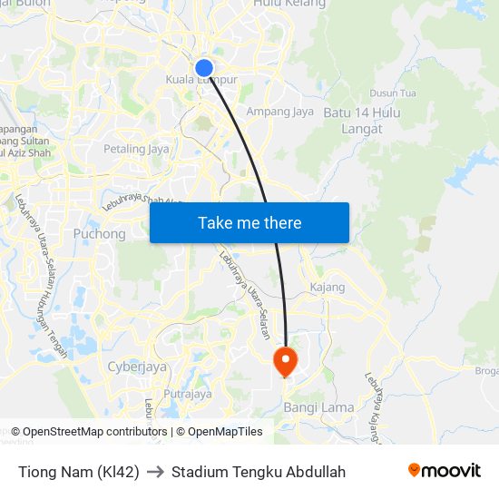Tiong Nam (Kl42) to Stadium Tengku Abdullah map