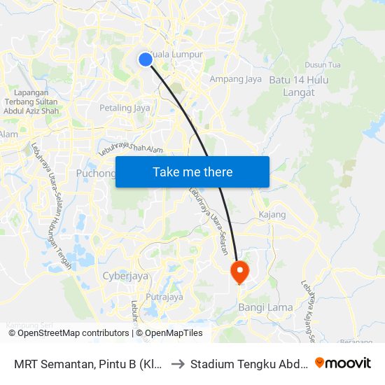 MRT Semantan, Pintu B (Kl1174) to Stadium Tengku Abdullah map