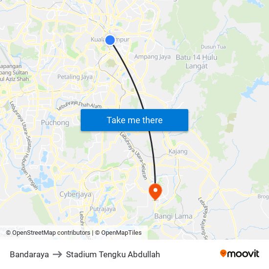 Bandaraya to Stadium Tengku Abdullah map
