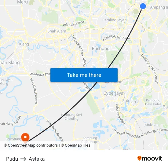 Pudu to Astaka map