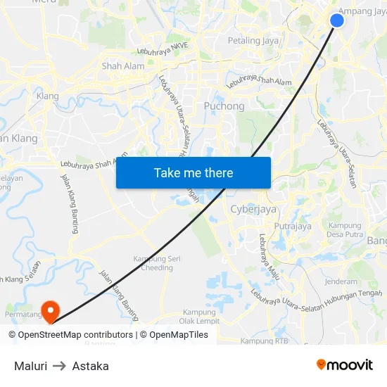 Maluri to Astaka map