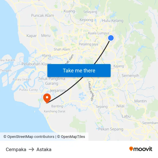 Cempaka to Astaka map