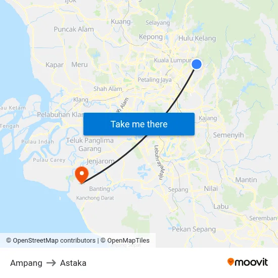 Ampang to Astaka map